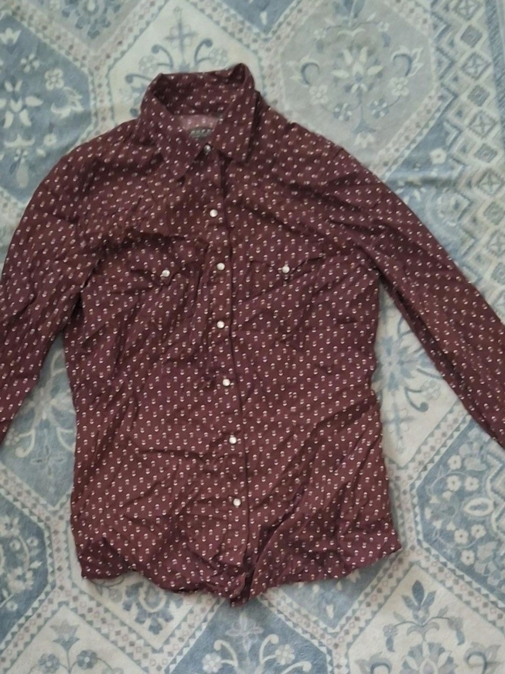 Roper Woman's Burgundy Printed Button-Down Shirt